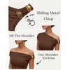 image:imageTrendy Queen Womens Off The Shoulder Tops Going Out Cap Sleeve Y2k Fashion Sexy Ruched Crop Shirts Cute Summer Blouses 2026Chocolate