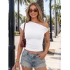 image:imageTrendy Queen Womens Off The Shoulder Tops Going Out Cap Sleeve Y2k Fashion Sexy Ruched Crop Shirts Cute Summer Blouses 2026White