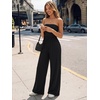 image:imageTrendy Queen Womens One Piece Strapless Jumpsuit 2026 Casual Ruched Tube Top Wide Leg Romper Beach Vacation Summer OutfitsBlack