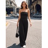 image:imageTrendy Queen Womens One Piece Strapless Jumpsuit 2026 Casual Ruched Tube Top Wide Leg Romper Beach Vacation Summer OutfitsBlack