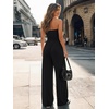 image:imageTrendy Queen Womens One Piece Strapless Jumpsuit 2026 Casual Ruched Tube Top Wide Leg Romper Beach Vacation Summer OutfitsBlack