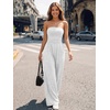image:imageTrendy Queen Womens One Piece Strapless Jumpsuit 2026 Casual Ruched Tube Top Wide Leg Romper Beach Vacation Summer OutfitsGrey