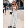 image:imageTrendy Queen Womens One Piece Strapless Jumpsuit 2026 Casual Ruched Tube Top Wide Leg Romper Beach Vacation Summer OutfitsGrey