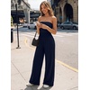 image:imageTrendy Queen Womens One Piece Strapless Jumpsuit 2026 Casual Ruched Tube Top Wide Leg Romper Beach Vacation Summer OutfitsNavy