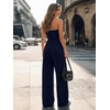 image:imageTrendy Queen Womens One Piece Strapless Jumpsuit 2026 Casual Ruched Tube Top Wide Leg Romper Beach Vacation Summer OutfitsNavy