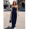 image:imageTrendy Queen Womens One Piece Strapless Jumpsuit 2026 Casual Ruched Tube Top Wide Leg Romper Beach Vacation Summer OutfitsNavy