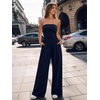 image:imageTrendy Queen Womens One Piece Strapless Jumpsuit 2026 Casual Ruched Tube Top Wide Leg Romper Beach Vacation Summer OutfitsNavy