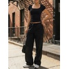 image:imageTrendy Queen Womens Short Sleeve Square Neck Basic T Shirts Slim Fit Crop Y2k TeeBlack