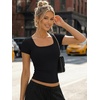 image:imageTrendy Queen Womens Short Sleeve Square Neck Basic T Shirts Slim Fit Crop Y2k TeeBlack
