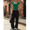 image:imageTrendy Queen Womens Short Sleeve Square Neck Basic T Shirts Slim Fit Crop Y2k TeeGreen