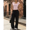 image:imageTrendy Queen Womens Short Sleeve Square Neck Basic T Shirts Slim Fit Crop Y2k TeePink