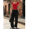 image:imageTrendy Queen Womens Short Sleeve Square Neck Basic T Shirts Slim Fit Crop Y2k TeeRed