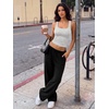 image:imageTrendy Queen Womens Square Neck Tank TopsSoft and Comfort Fabric Summer Basic ClothingLight Gray