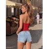 image:imageTrendy Queen Womens Strapless Tube Tops Bandeau Cute Summer Crop Tops Beach Vacation Outfits Spring Fashion Clothes 2026Red