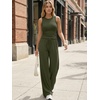 image:imageTrendy Queen Womens Summer 2 Piece Lounge Set Tank Top Wide Leg Pants Pockets 2026Army Green