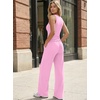 image:imageTrendy Queen Womens Summer 2 Piece Lounge Set Tank Top Wide Leg Pants Pockets 2026Pink