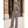 image:imageTrendy Queen Womens Summer 2 Piece Lounge Set Tank Top Wide Leg Pants Pockets 2026Rose Taupe