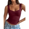 image:imageTrendy Queen Sweetheart Neck Bustier Going Out Tops Double Lined Backless Crop Summer Tank TopBurgundy