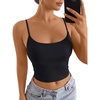 image:imageTrendy Queen Women Double Lined Crop Tank Tops Adjustable Spaghetti Strap TopsBlack