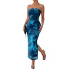 image:imageTrendy Queen Women Strapless Tube Dress Summer Beach Vacation Outfits Maxi Party Bodycon Dresses 2026 Wedding Guest ClothesPrint Blue