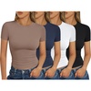 image:imageTrendy Queen Womens 4 Pack Basic T Shirts Short Sleeve Workout Tops Crop Cute Tees Compression Casual Y2K Athletic Gym FittedBlack white coffee navy
