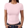 image:imageTrendy Queen Womens Double Lined Short Sleeve Tops Compression Shirt for Summer Going Out WorkoutLight Pink