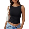 image:imageTrendy Queen Womens Double Lined Tank Tops Boat Neck Sleeveless Layering Workout Shirts Going Out Tops for SummerBlack