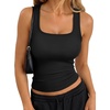 image:imageTrendy Queen Womens Square Neck Tank TopsSoft and Comfort Fabric Summer Basic ClothingBlack