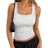 image:imageTrendy Queen Womens Square Neck Tank TopsSoft and Comfort Fabric Summer Basic ClothingLight Gray