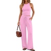 image:imageTrendy Queen Womens Summer 2 Piece Lounge Set Tank Top Wide Leg Pants Pockets 2026Pink