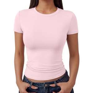 image:imageTrendy Queen Womens Double Lined Short Sleeve Tops Compression Shirt for Summer Going Out WorkoutLight Pink
