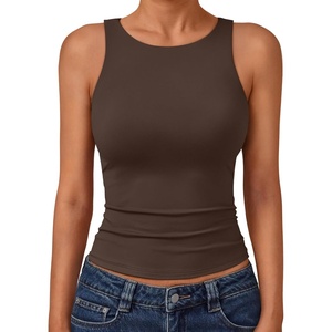 image:imageTrendy Queen Womens Double Lined Sleeveless Tank Tops Workout 2026 Summer ClothesChocolate Brown