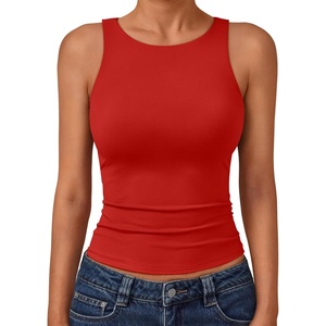 image:imageTrendy Queen Womens Double Lined Sleeveless Tank Tops Workout 2026 Summer ClothesRed