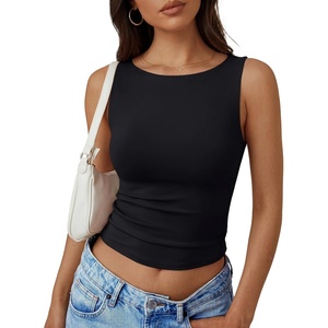image:imageTrendy Queen Womens Double Lined Tank Tops Boat Neck Sleeveless Layering Workout Shirts Going Out Tops for SummerBlack